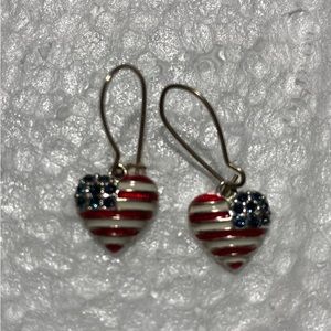 SS Heart Shaped American Flag Earrings